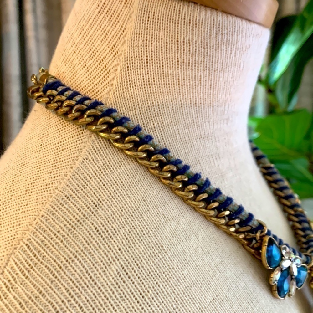 J Crew rhinestone and gold chain necklace - Picture 2 of 3